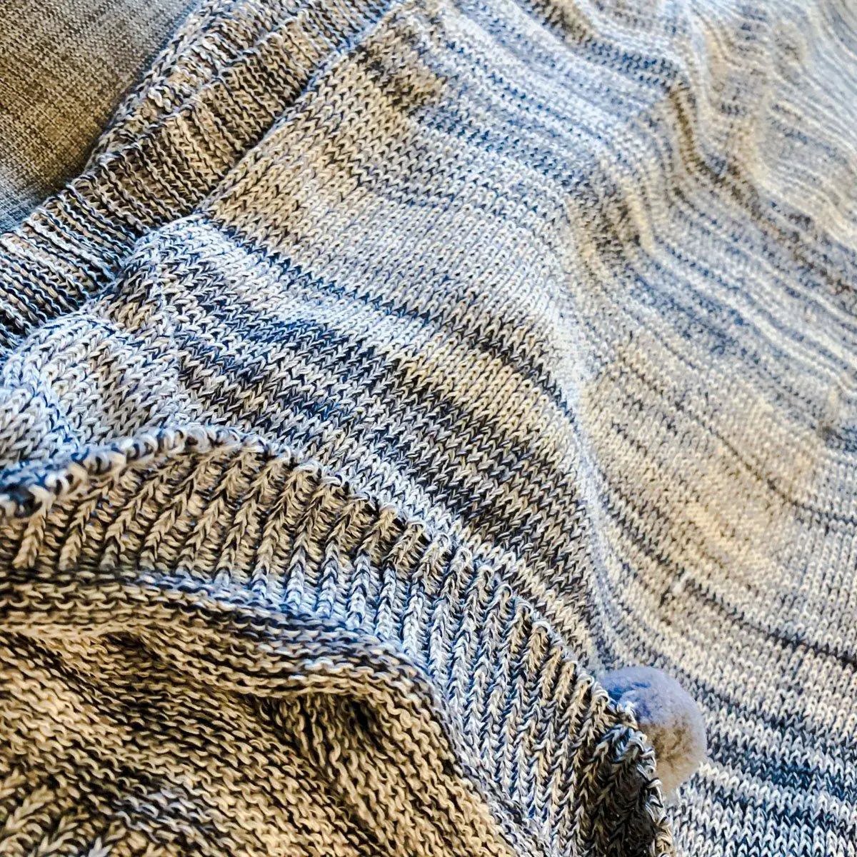 Casablanca Pom Pom Cotton Blanket Cozy Throw