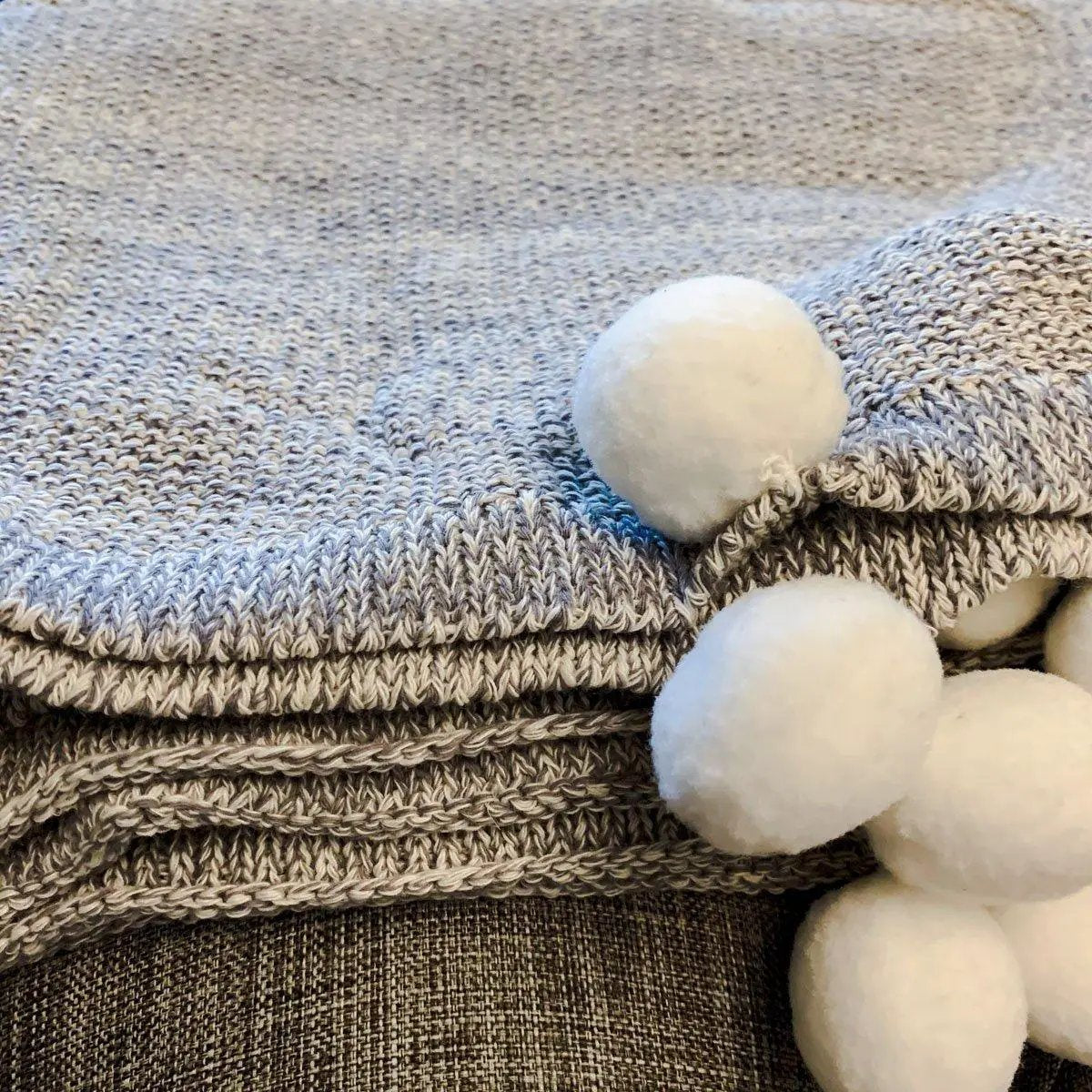 Casablanca Pom Pom Cotton Blanket Cozy Throw