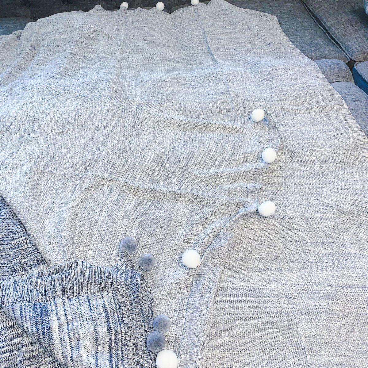 Casablanca Pom Pom Cotton Blanket Cozy Throw