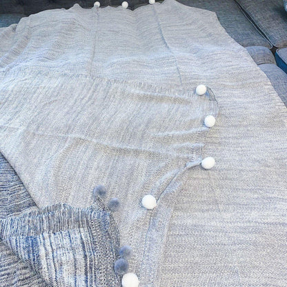 Casablanca Pom Pom Cotton Blanket Cozy Throw