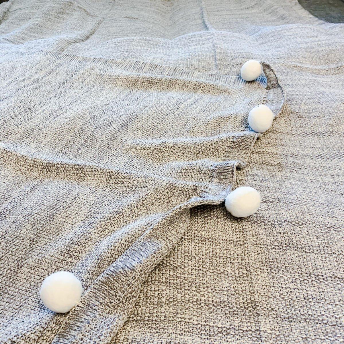 Casablanca Pom Pom Cotton Blanket Cozy Throw