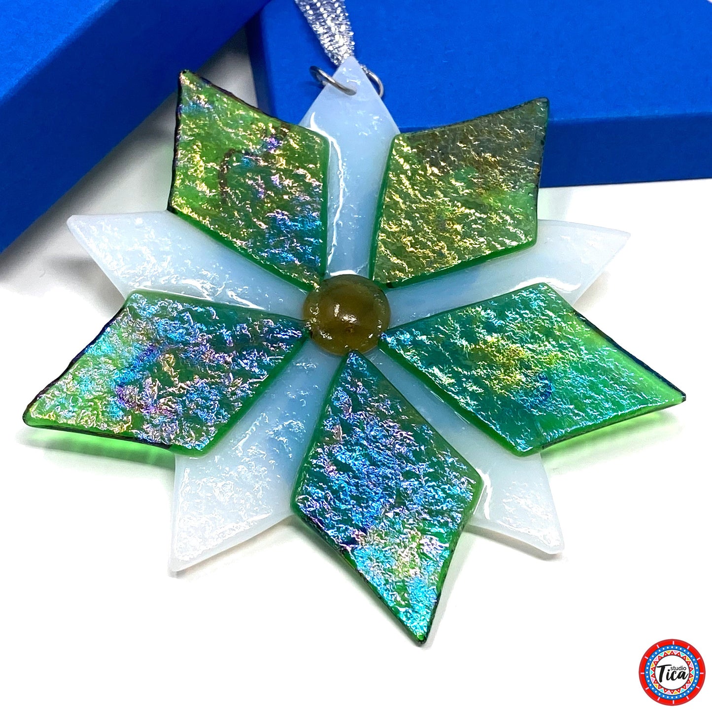 Adorno de cristal hecho a mano - Flor de Pascua