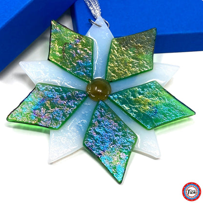 Adorno de cristal hecho a mano - Flor de Pascua