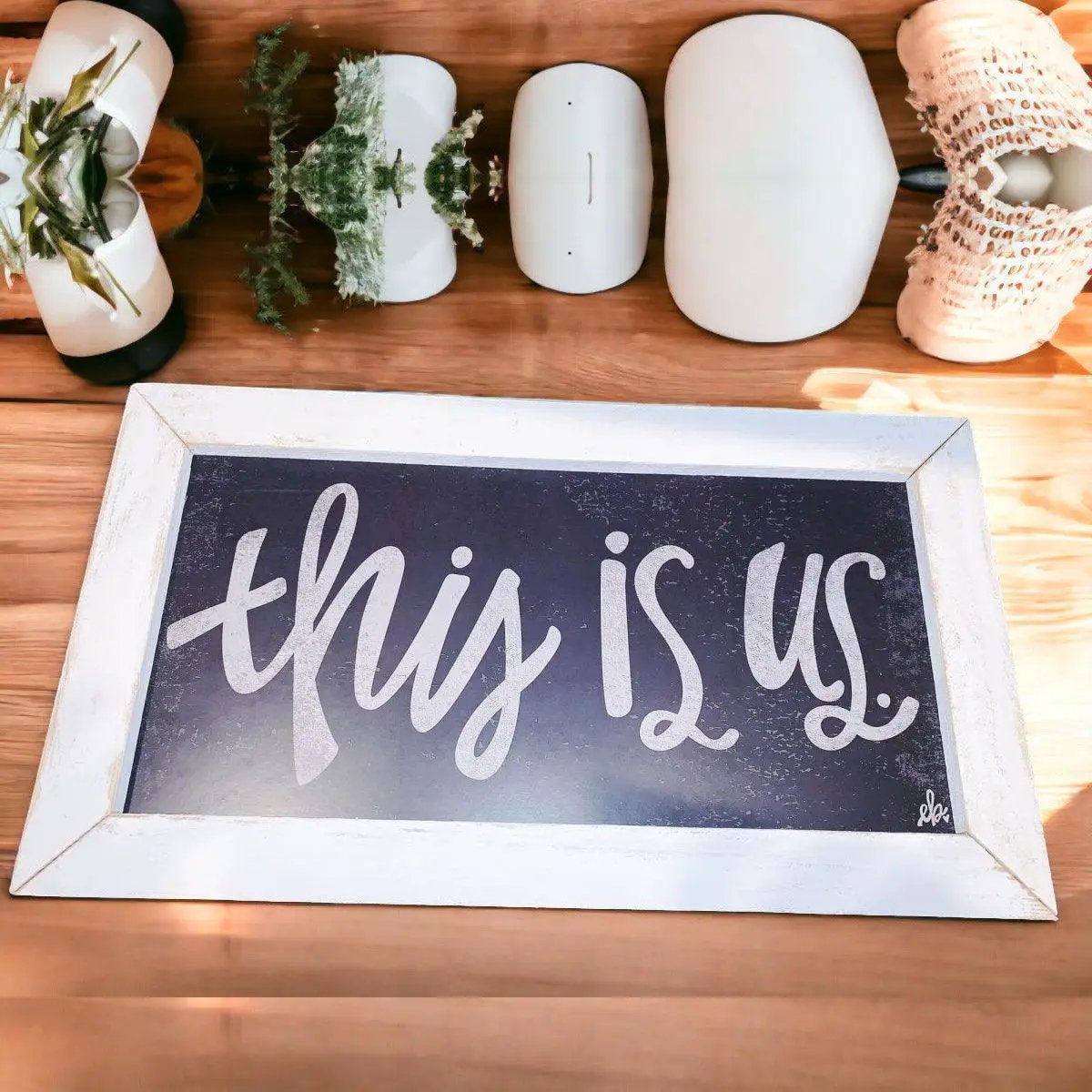 This Is Us Medium Sign Farmhouse Chic White Frame