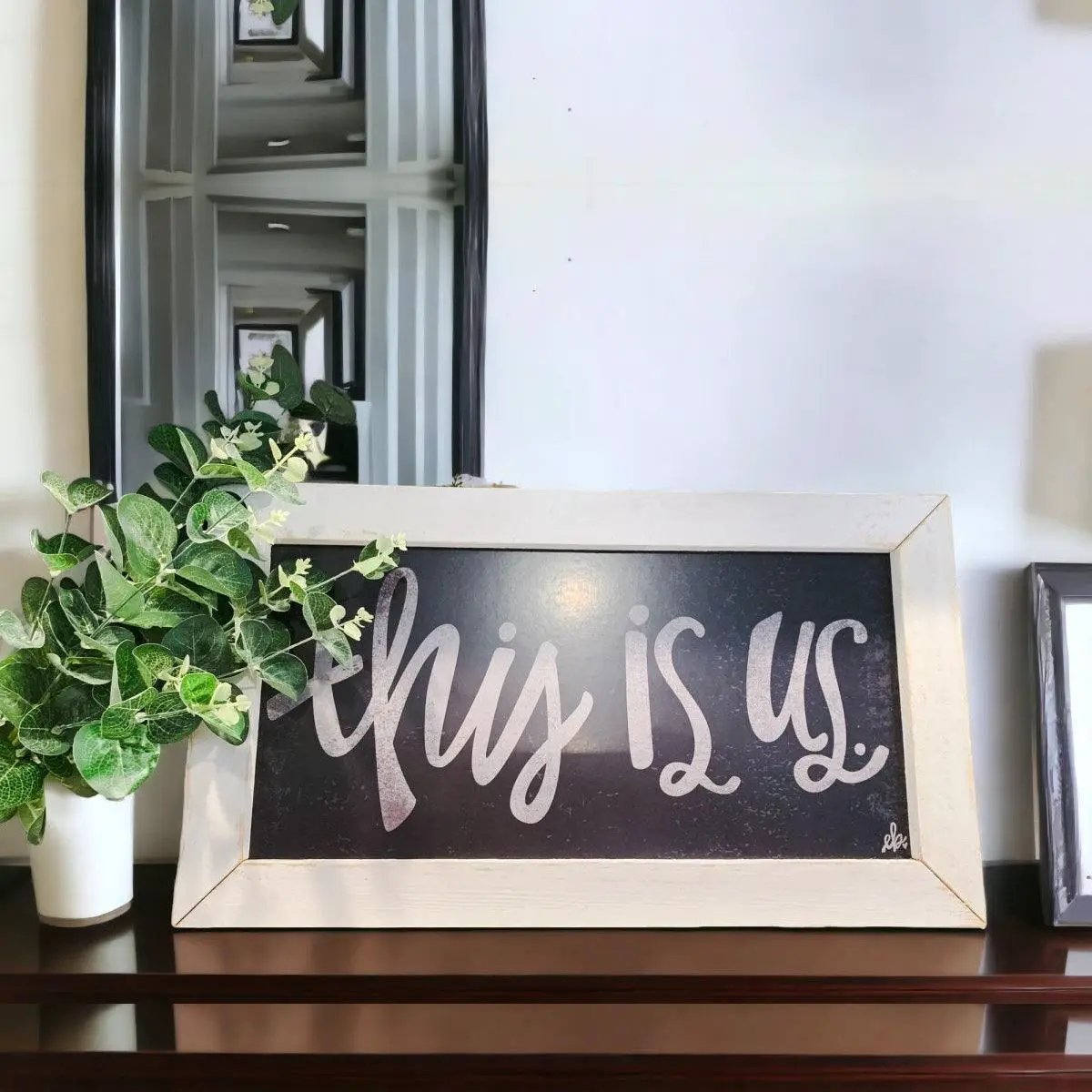 This Is Us Medium Sign Farmhouse Chic White Frame