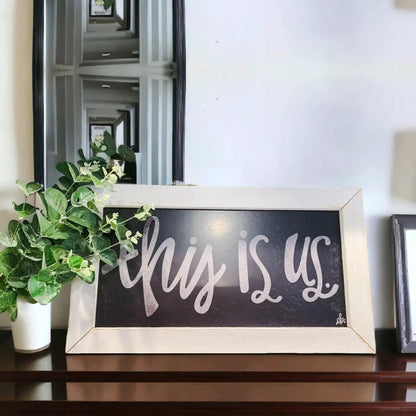 This Is Us Medium Sign Farmhouse Chic White Frame