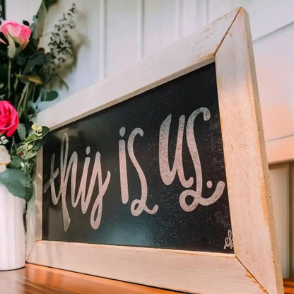 This Is Us Medium Sign Farmhouse Chic White Frame