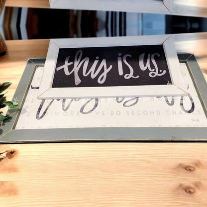 This Is Us Medium Sign Farmhouse Chic White Frame