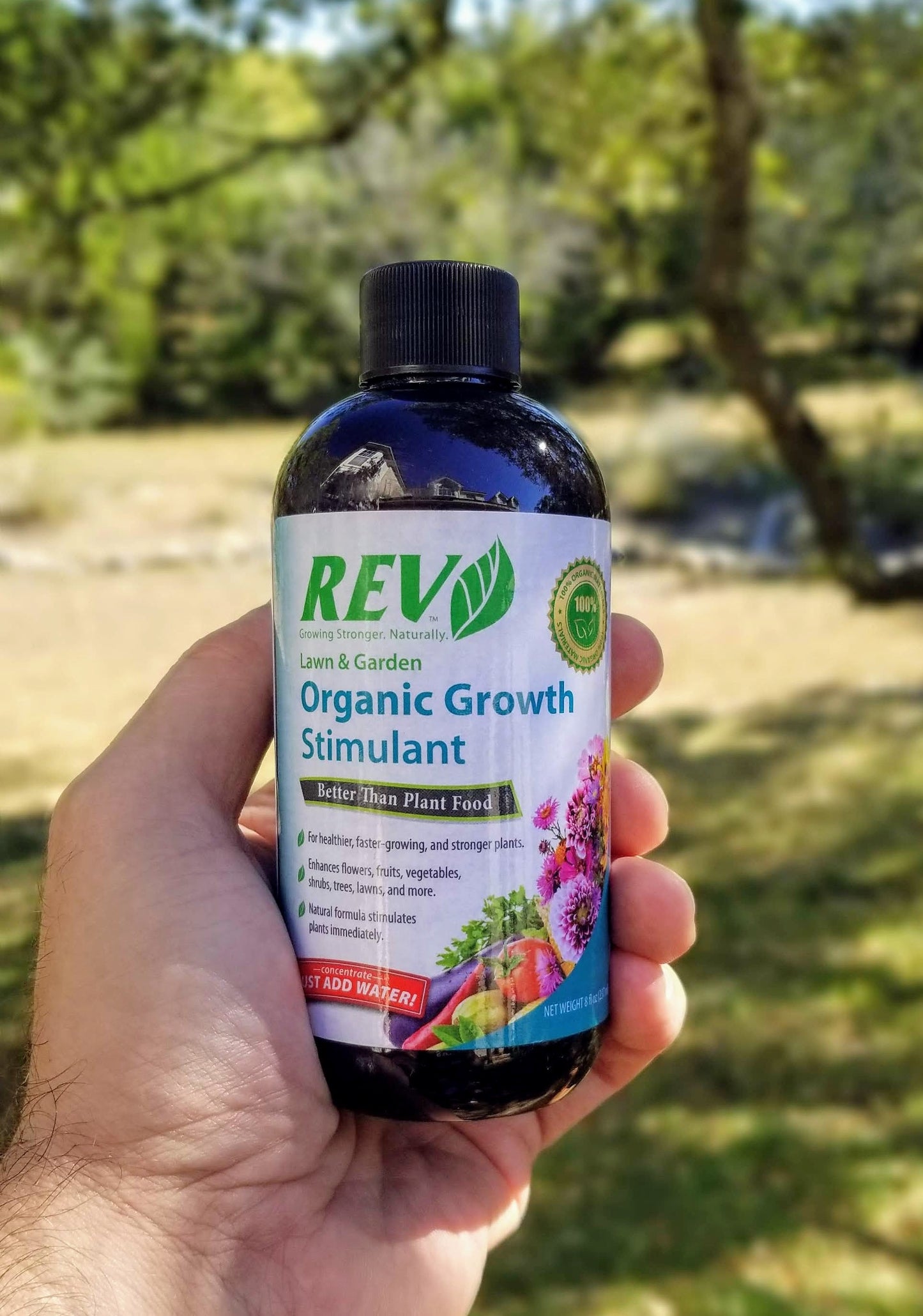 Nutriente líquido orgánico para plantas REV, botella de 8 oz