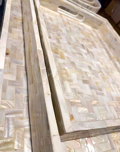 Cream Herringbone Mother of Pearl Tray Collection