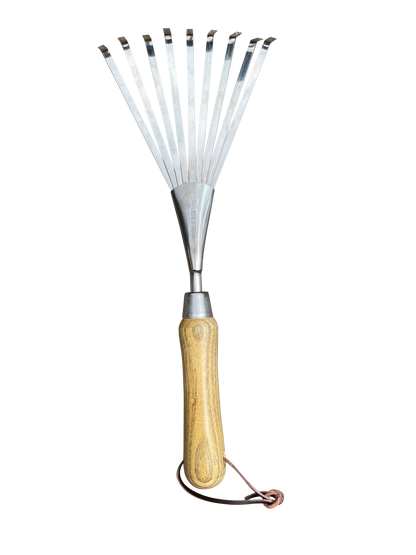 Stainless Steel Garden Hand Rake (classic wood handle) - Tampa Home & Garden Store