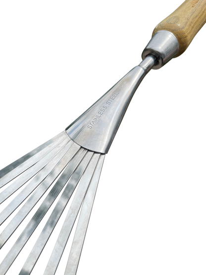 Stainless Steel Garden Hand Rake (classic wood handle) - Tampa Home & Garden Store