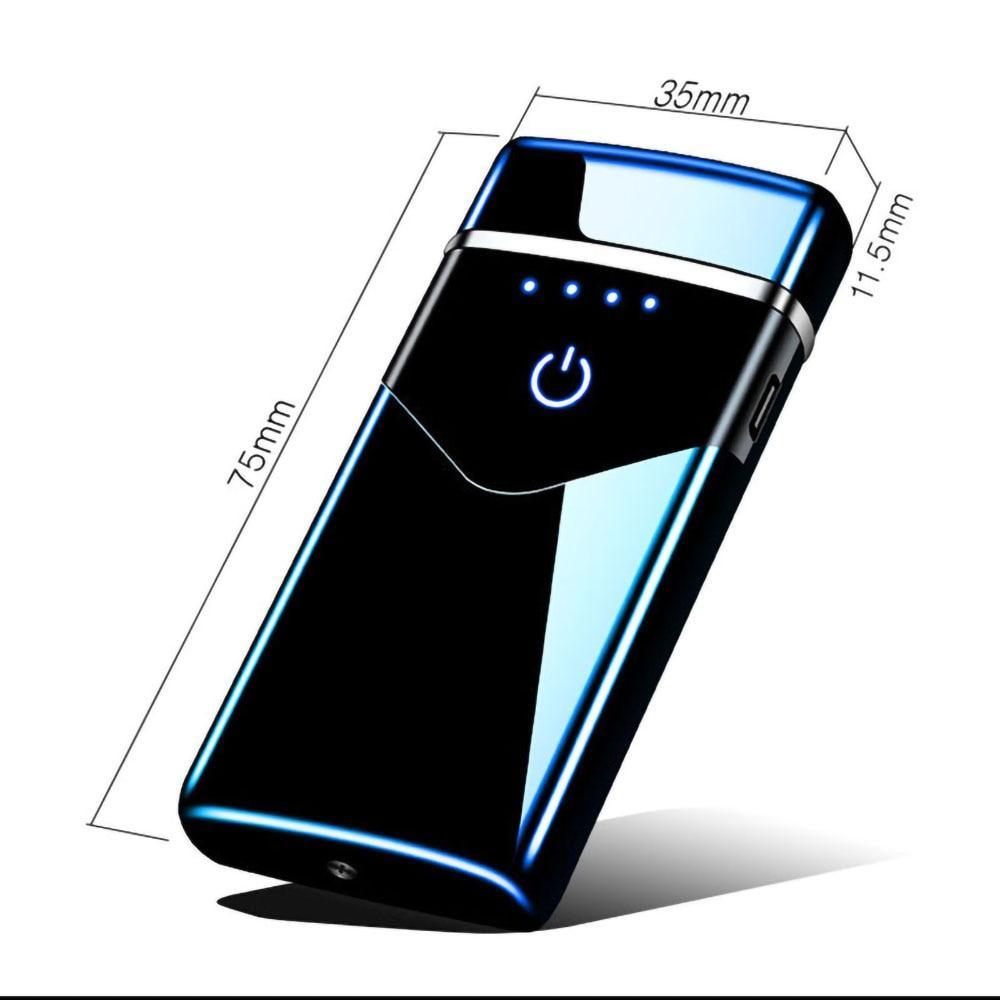 Stevvex dual-arc USB lighter with LED screen, blue metallic finish on Tampa Home & Garden Store