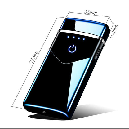 Stevvex dual-arc USB lighter with LED screen, blue metallic finish on Tampa Home & Garden Store