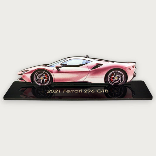 2021 Ferrari 296 GTB (2) Metal Car Wall Art, Color 2D Diecast Car Decor, Silhouette Metal Wall Art, Gift For Car Lovers, Detailed Color Metal Car - Tampa Home & Garden Store