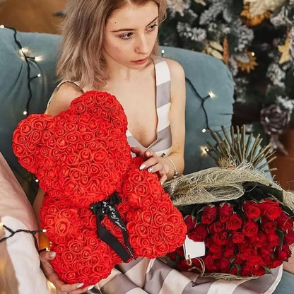 Rose heart decoration and red rose bouquet by Stevvex, Valentine home decor gift set on Tampa Home & Garden Store