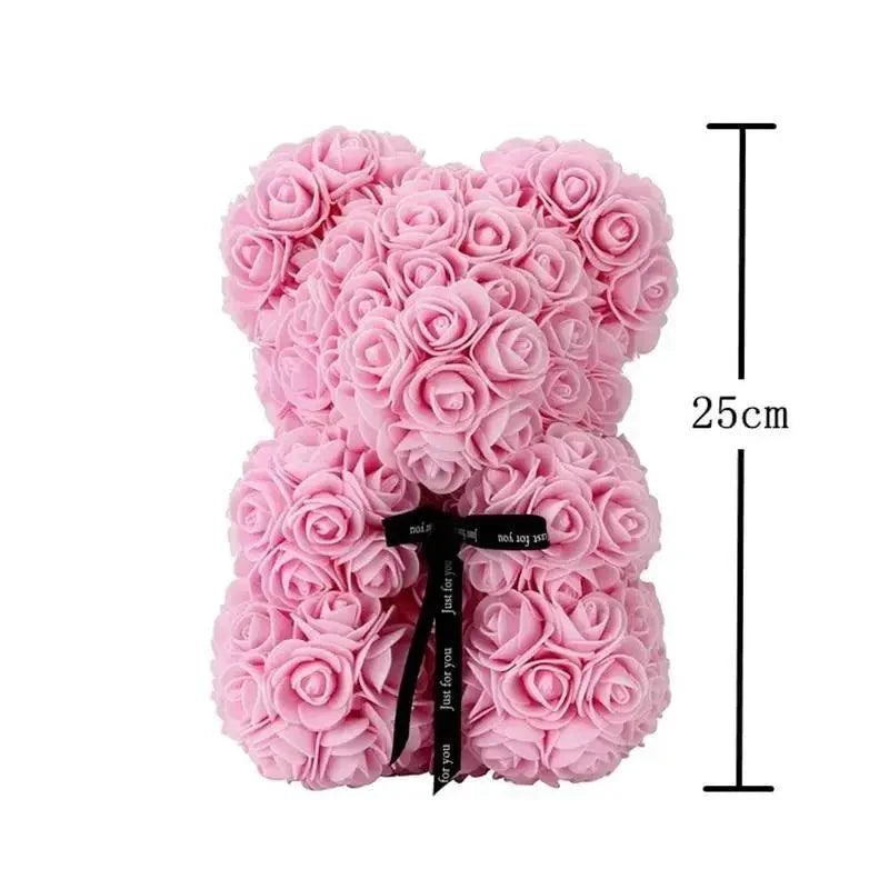 Artificial rose teddy bear pink 25cm by Stevvex for home decor Valentine gift on Tampa Home & Garden Store