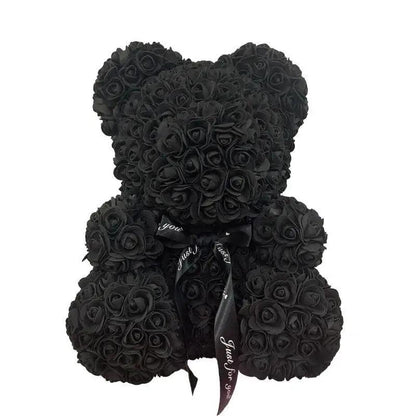 Stevvex black rose teddy bear artificial flower sculpture decoration on Tampa Home & Garden Store