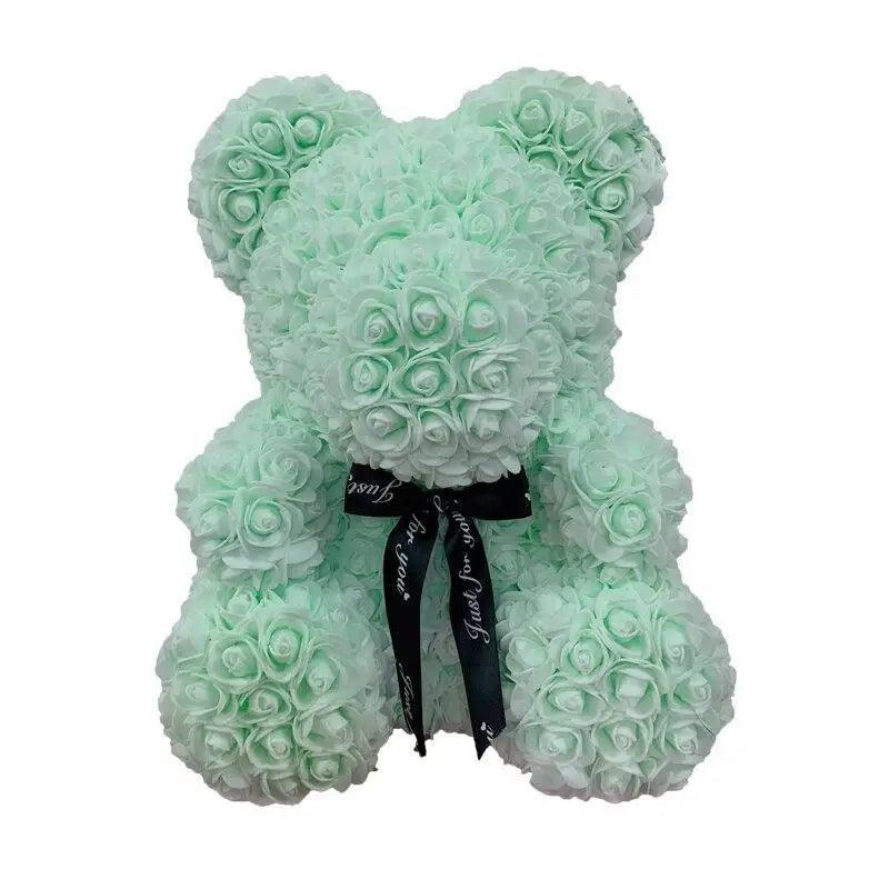 Teddy bear made of mint green artificial roses, Stevvex gift decor on Tampa Home & Garden Store
