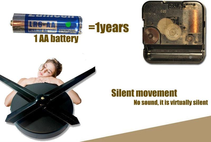 Wall clock sticker 3D frameless acrylic with black hands, silent movement for living room on Tampa Home & Garden Store