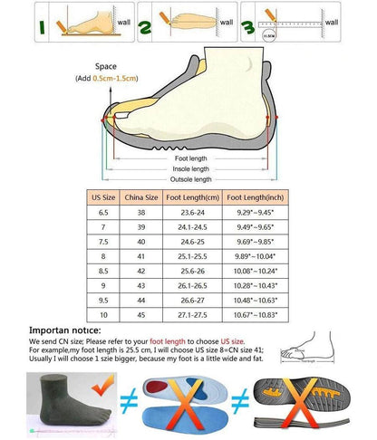 Stevvex blue men's casual sneakers sizing infographic with foot length and size chart on Tampa Home & Garden Store
