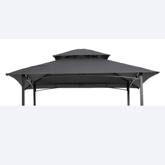 8x5Ft Grill Gazebo Replacement Canopy double-tier roof cover gray fabric HouseOfZazla on Tampa Home & Garden Store