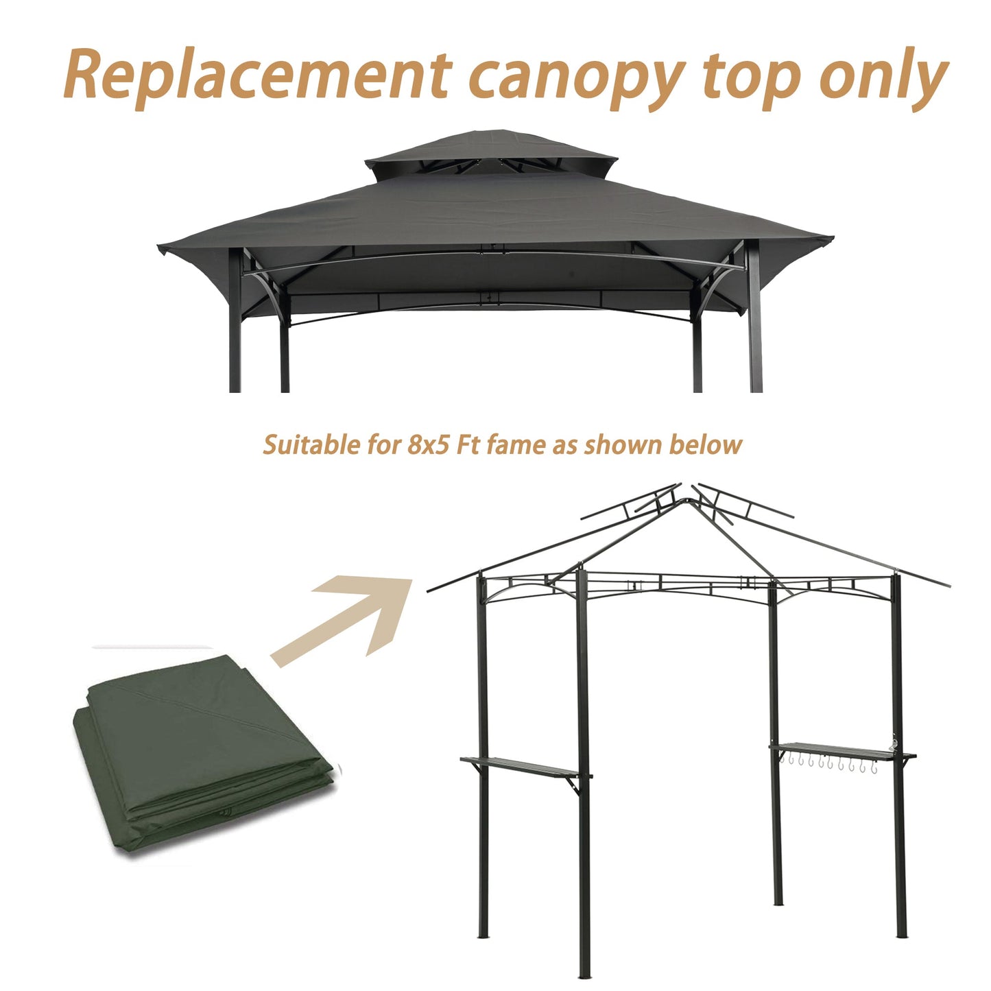 Double Tiered Canopy for 8x5ft Grill Gazebo Tent