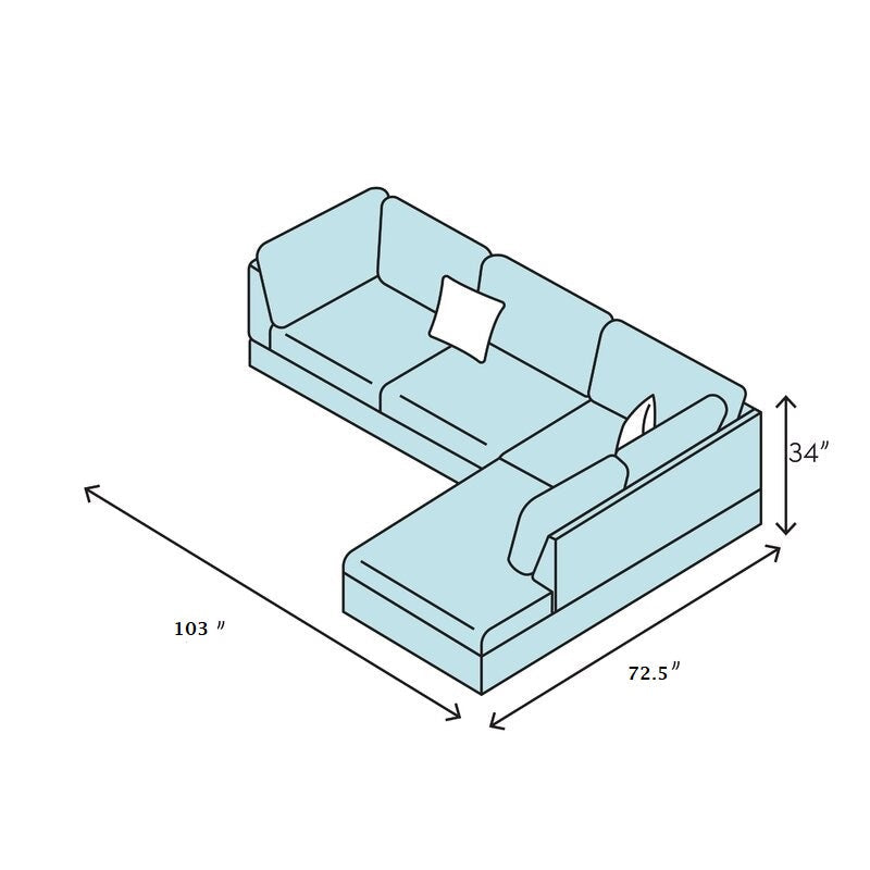 3 pc sectional sofa set gray by HouseOfZazla, L-shaped with chaise on Tampa Home & Garden Store