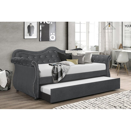 Abby Velvet Upholstered Wood Daybed with Trundle