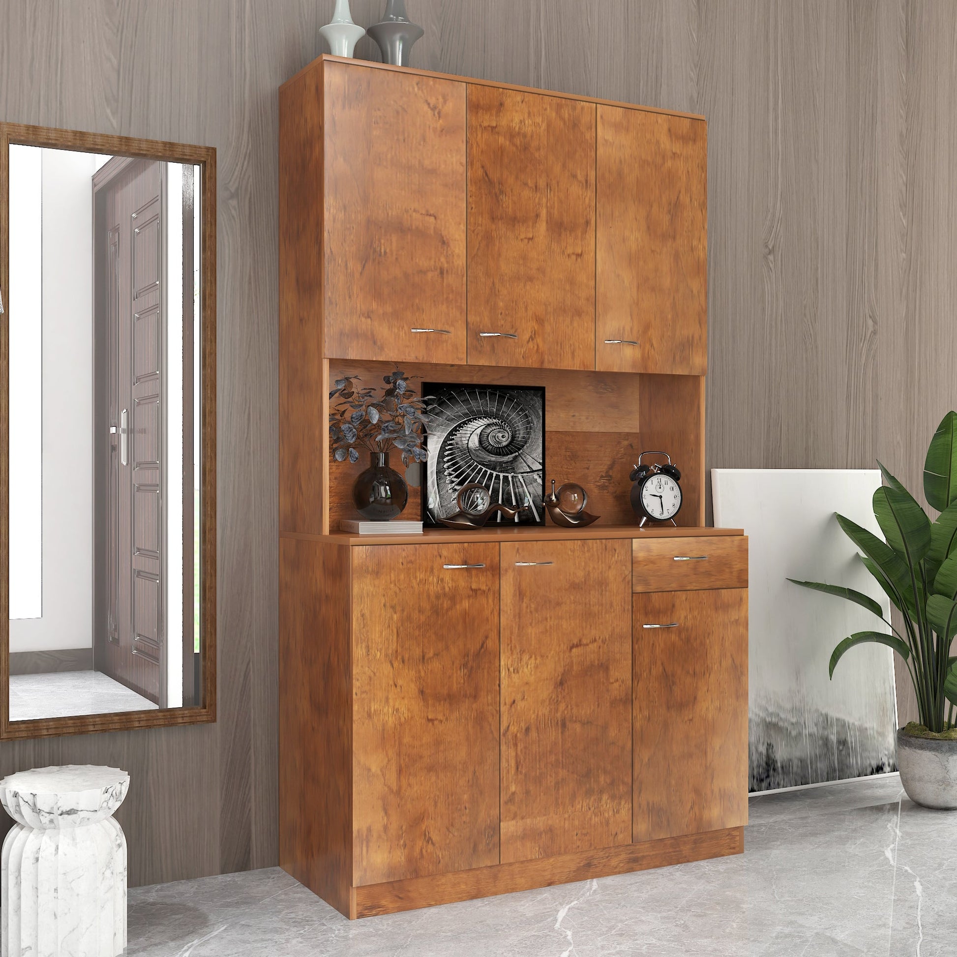 70.87in tall wardrobe cabinet by HouseOfZazla in warm brown finish on Tampa Home & Garden Store