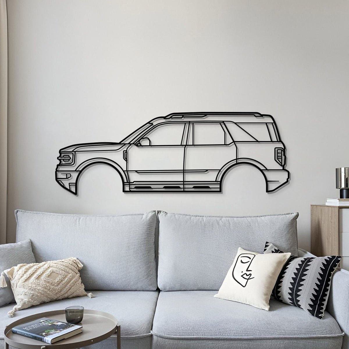 2021 Bronco Sport 1st Gen metal wall art silhouette by Modello Turbo MT0743 on Tampa Home & Garden Store
