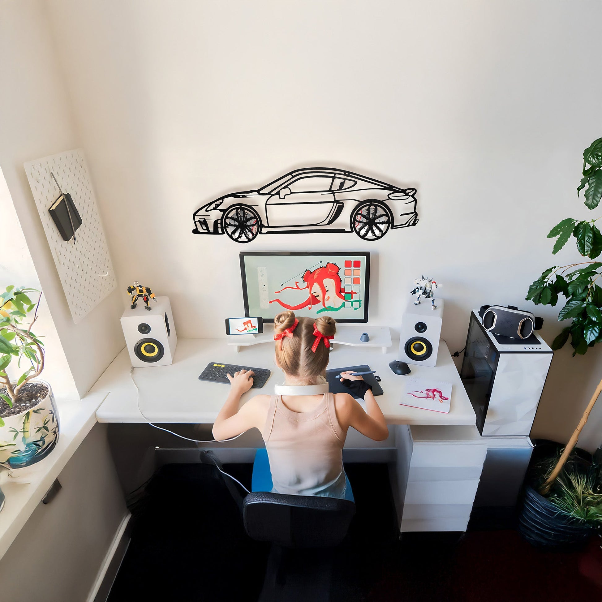 2022 Porsche Cayman 718 GT4 Wall Art – Steel Cut with Spinning Wheels-KAFMEKA008 - Tampa Home & Garden Store