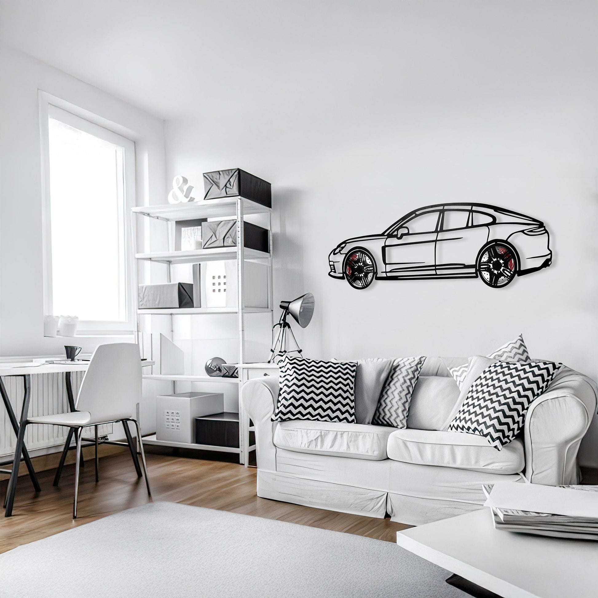 2022 Porsche Panamera 4S Wall Art – Steel Silhouette with Spinning Wheels-KAFMEKA009 - Tampa Home & Garden Store