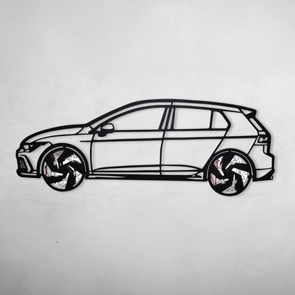 2022 Volkswagen Golf GTI Wall Art – Steel Silhouette with Spinning Wheels-KAFMEKA010 - Tampa Home & Garden Store