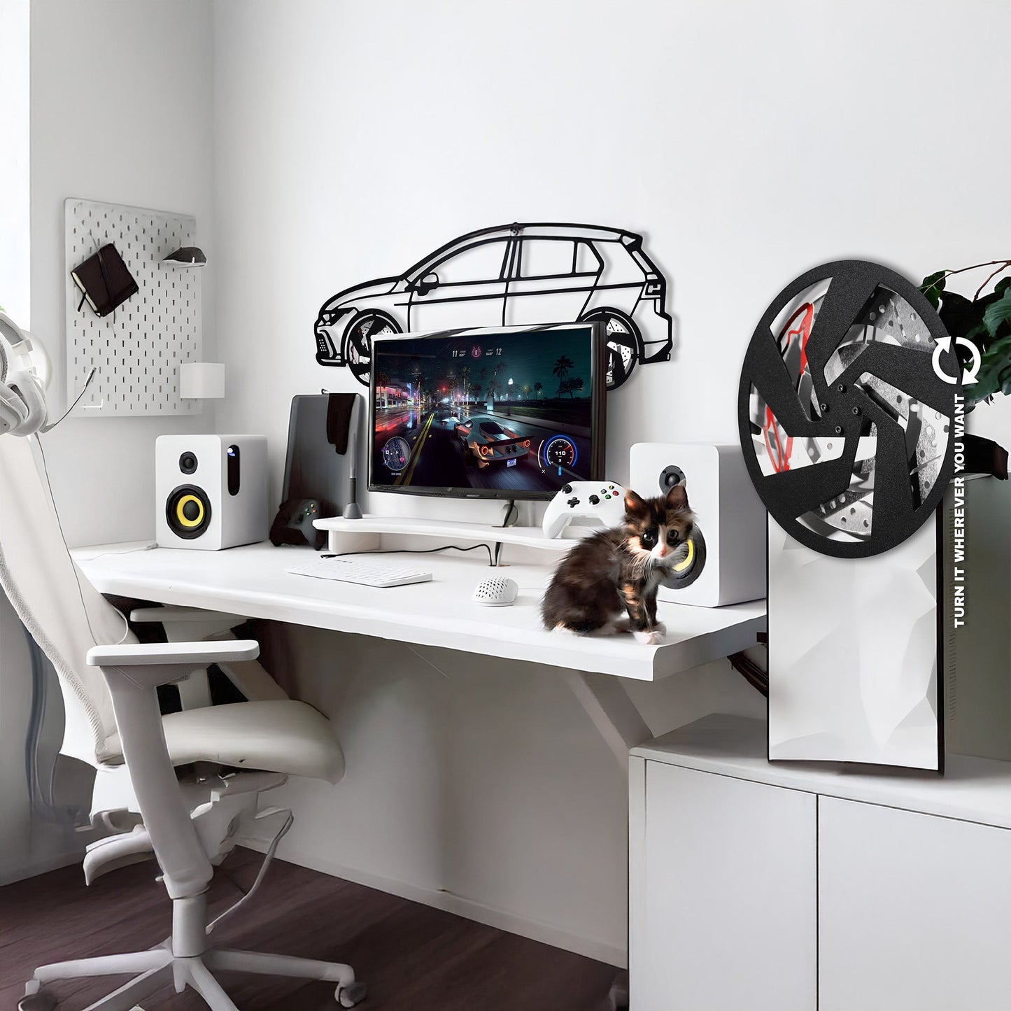 2022 Volkswagen Golf GTI Wall Art – Steel Silhouette with Spinning Wheels-KAFMEKA010 - Tampa Home & Garden Store