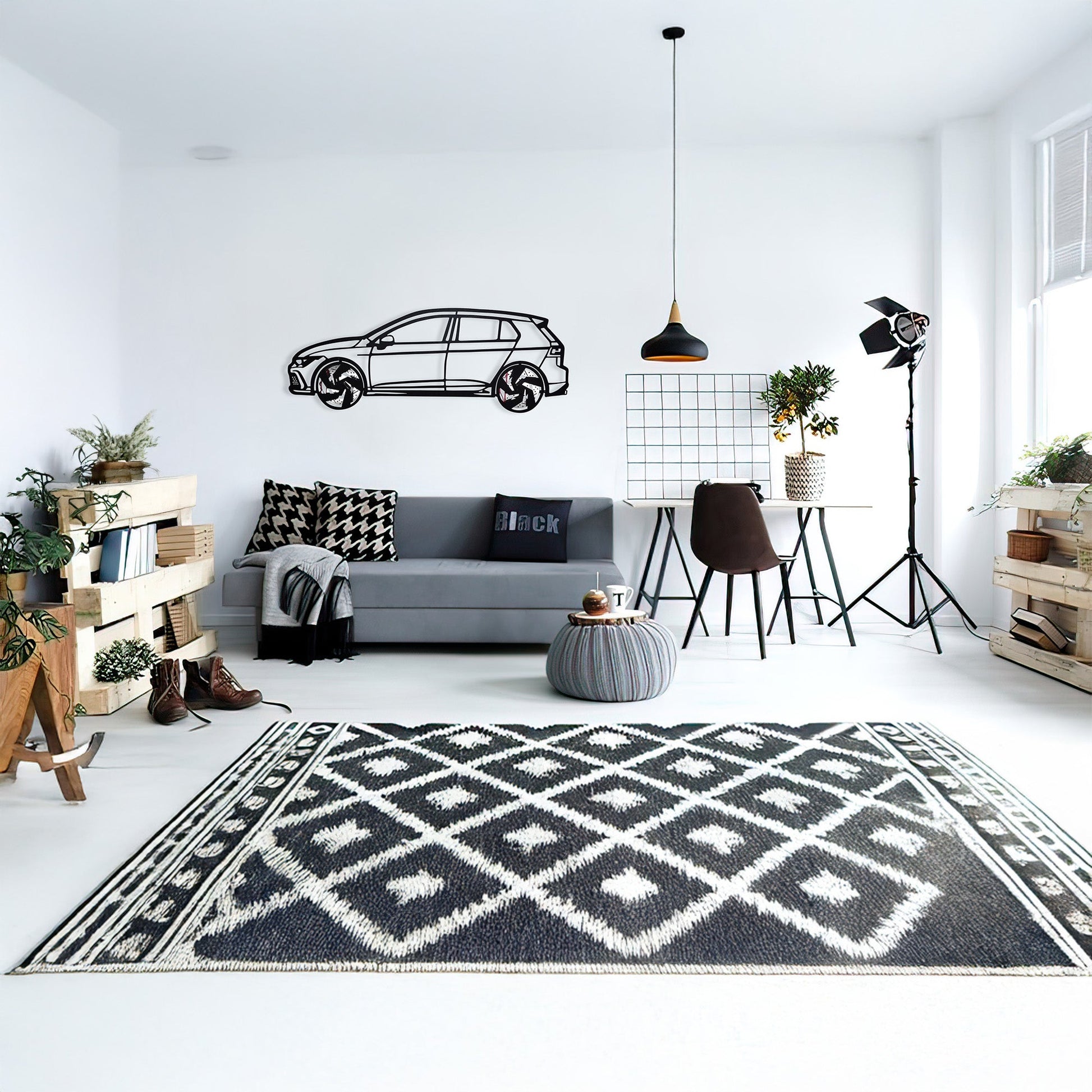 2022 Volkswagen Golf GTI Wall Art – Steel Silhouette with Spinning Wheels-KAFMEKA010 - Tampa Home & Garden Store
