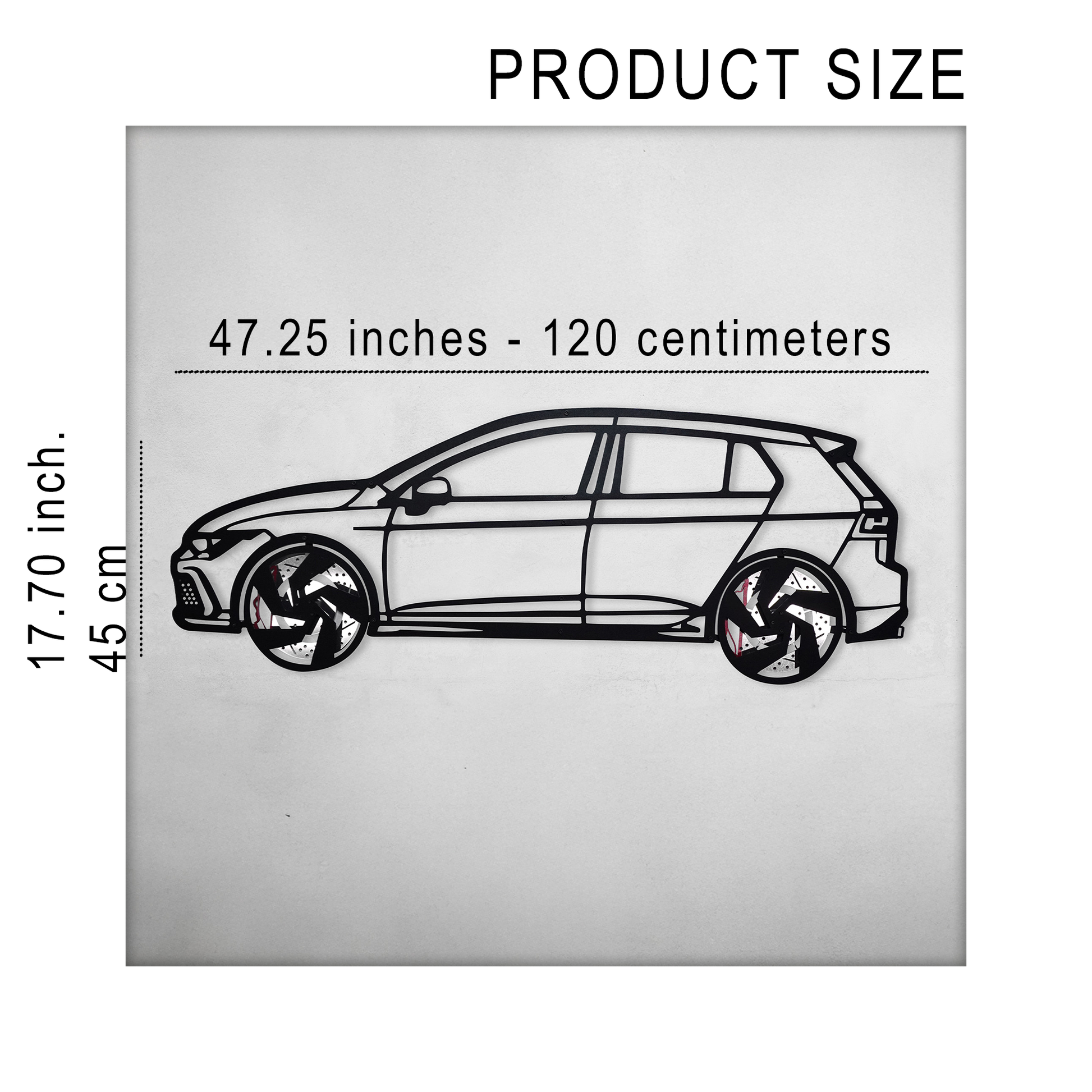 2022 Volkswagen Golf GTI Wall Art – Steel Silhouette with Spinning Wheels-KAFMEKA010 - Tampa Home & Garden Store