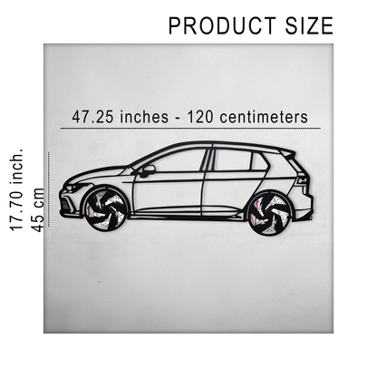 2022 Volkswagen Golf GTI Wall Art – Steel Silhouette with Spinning Wheels-KAFMEKA010 - Tampa Home & Garden Store