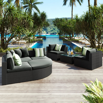 Outdoor 7 Piece Wicker Sofa Set and Cushions