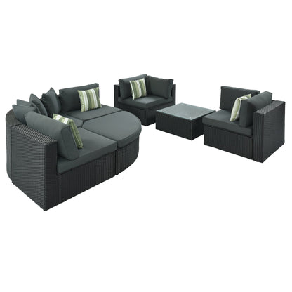 Outdoor 7 Piece Wicker Sofa Set and Cushions
