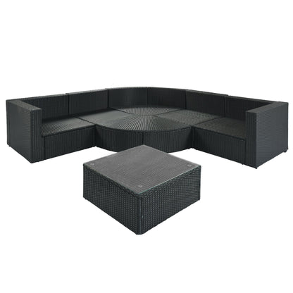 Outdoor 7 Piece Wicker Sofa Set and Cushions