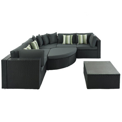 Outdoor 7 Piece Wicker Sofa Set and Cushions