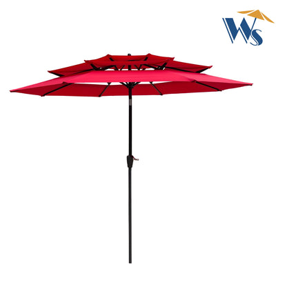 9 Ft 3 Tier Outdoor Umbrella with Crank and Tilt