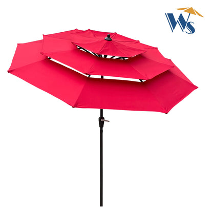 9 Ft 3 Tier Outdoor Umbrella with Crank and Tilt