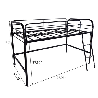 Metal twin loft bed frame black with guard rails and ladder by HouseOfZazla on Tampa Home & Garden Store