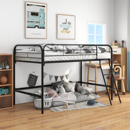 Metal twin loft bed by HouseOfZazla with black frame and ladder on Tampa Home & Garden Store