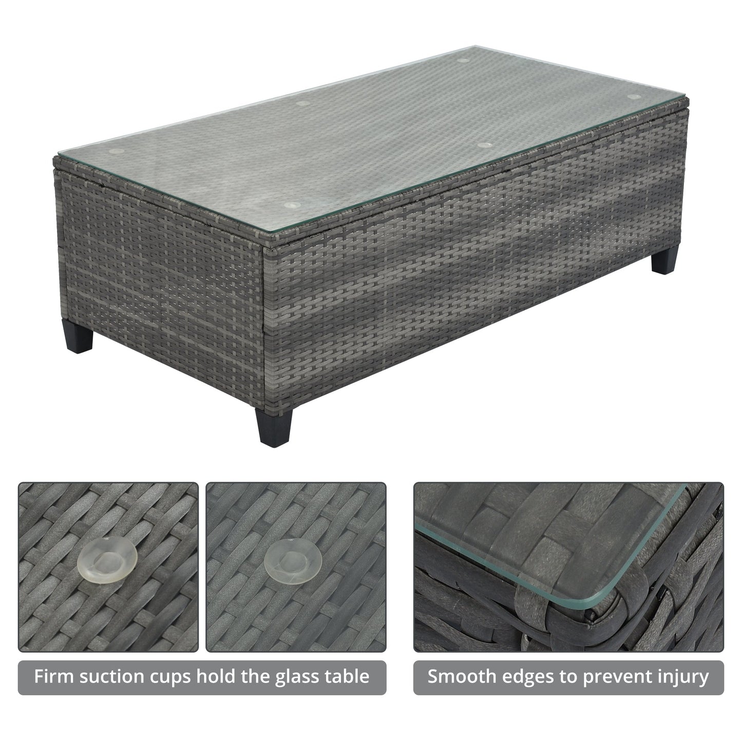8 Pieces Round Outdoor Wicker Sofa and Table