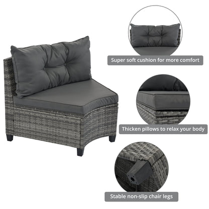 8 Pieces Round Outdoor Wicker Sofa and Table