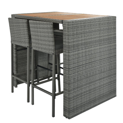 Five Piece Outdoor Patio Wicker Bar Set and Chair