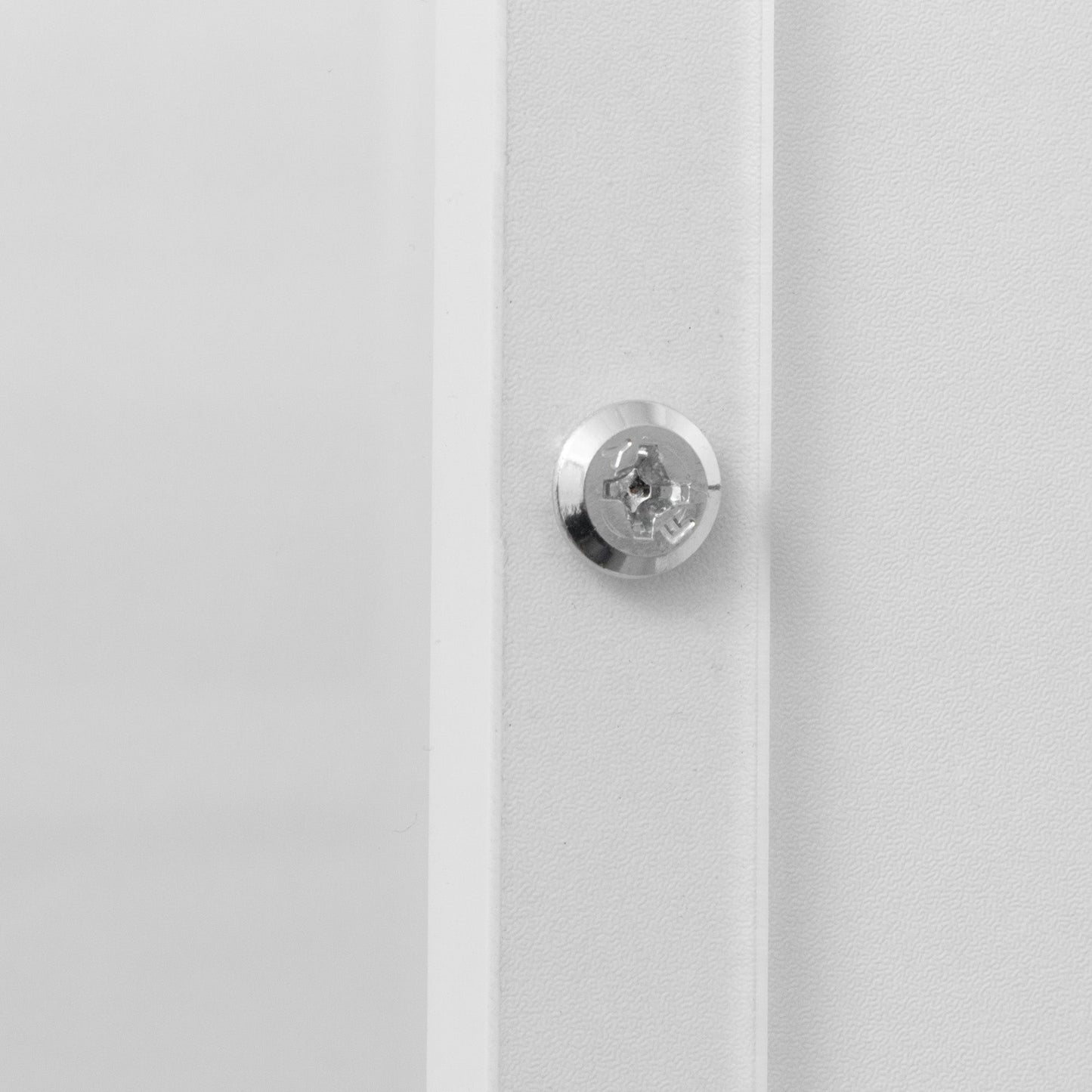 Side cabinet with aluminum strip lamp, textured panel and chrome screw hardware on Tampa Home & Garden Store